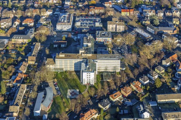 Aerial photo, Evangelisches Krankenhaus Unna, Holbeinstraße, EVK Unna, Unna, Ruhr area, North Rhine-Westphalia, Germany, DE, Europe, birds-eyes view, aerial photograph, aerial photography, aerial photography, overview, bird's-eye view