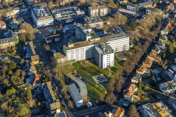 Aerial photo, Evangelisches Krankenhaus Unna, Holbeinstraße, EVK Unna, Unna, Ruhr area, North Rhine-Westphalia, Germany, DE, Europe, birds-eyes view, aerial photograph, aerial photography, aerial photography, overview, bird's-eye view