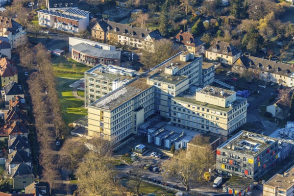 Aerial photo, Evangelisches Krankenhaus Unna, Holbeinstraße, EVK Unna, Unna, Ruhr area, North Rhine-Westphalia, Germany, DE, Europe, birds-eyes view, aerial photograph, aerial photography, aerial photography, overview, bird's-eye view