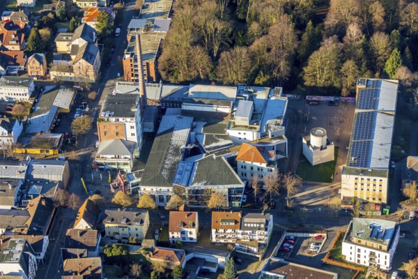 Aerial view, Lindenbrauerei e. V. Kultur- und Kommunikationszentrum, Museum, CENTRE FOR INTERNATIONAL LIGHT ART, Volkshochschule Unna - Fröndenberg - Holzwickede, Theater Narrenschiff, Unna, Ruhr area, North Rhine-Westphalia, Germany, DE, Europe, birds-eyes view, aerial photograph, aerial photography, aerial photography, overview, overview, bird's eye view
