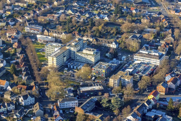 Aerial view, Evangelisches Krankenhaus Unna, Holbeinstraße, Unna, Ruhr area, North Rhine-Westphalia, Germany, DE, Europe, birds-eyes view, aerial photography, aerial photography, overview, overview, bird's eye view
