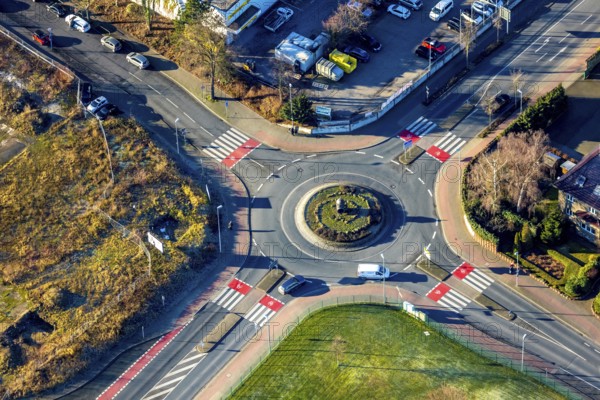 Aerial view, roundabout Viktoriastraße, Hammer Straße, Unna, Ruhr area, North Rhine-Westphalia, Germany, DE, Europe, birds-eyes view, aerial photography, aerial photography, overview, overview, bird's eye view