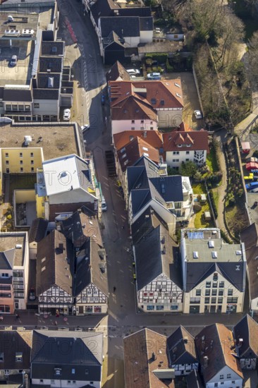 Aerial view, old town, Massener Straße, Gürtelstraße, half-timbered houses, Unna, Ruhr area, North Rhine-Westphalia, Germany, DE, Europe, aerial view, aerial photography, aerial photography, overview, bird's-eye view, overview