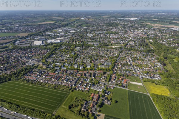 Aerial view, townscape, old town, protestant town church, Unna, Ruhr area, North Rhine-Westphalia, Germany, place of worship, city, DE, Europe, distant view, religious community, place of worship, city centre, church, parish, denomination, aerial view, aerial photography, aerial photography, location view, religion, urban area, city centre, overview, bird's eye view, living and life, birds-eyes view, overview