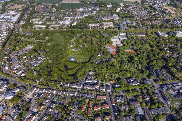 Aerial view, saltworks and spa gardens Unna, Unna, Ruhr area, North Rhine-Westphalia, Germany, DE, Europe, spa gardens, aerial view, aerial photography, aerial photography, park, overview, bird's-eye view, overview