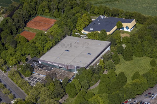 Aerial view, ice rink Unna, swimming rink Unna, Unna, Ruhr area, North Rhine-Westphalia, Germany, DE, ice sports, Europe, aerial view, aerial photography, aerial photography, swimming, sports, overview, bird's eye view, birds-eyes view, overview