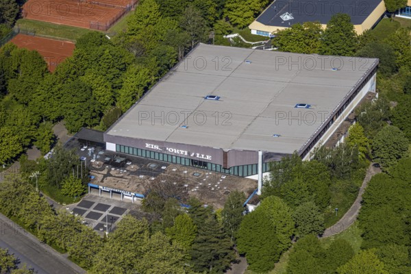 Aerial view, ice rink Unna, swimming rink Unna, Unna, Ruhr area, North Rhine-Westphalia, Germany, DE, ice sports, Europe, aerial view, aerial photography, aerial photography, swimming, sports, overview, bird's eye view, birds-eyes view, overview