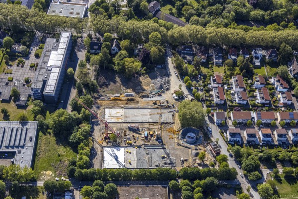 Aerial view, construction area Berliner Allee residential development, school centre north, Unna, Ruhr area, North Rhine-Westphalia, Germany, construction work, construction area, construction site, building plots, construction measure, construction project, construction site, vocational college, education, educational institution, DE, development, Europe, comprehensive school, grammar school, capacity requirement, teaching institute, aerial view, aerial photography, aerial photography, new building, school, sports hall, overview, bird's eye view, bird's eye view, overview
