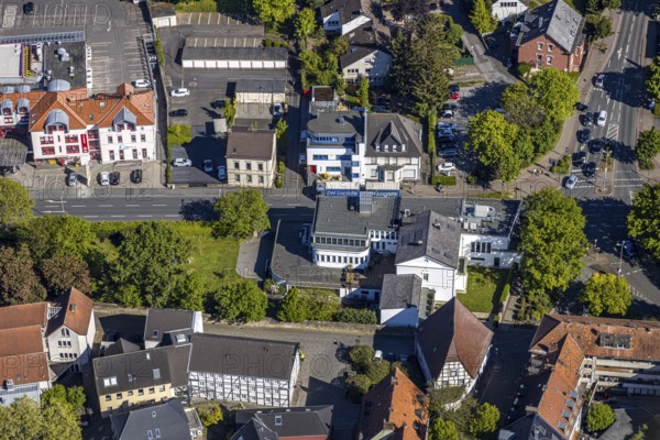 Aerial photo, Hellweger Anzeiger and Westfälische Rundschau, waterway, Unna, Ruhr area, North Rhine-Westphalia, Germany, DE, Europe, aerial photography, aerial photography, overview, bird's-eye view, newspaper publisher, birds-eyes view, overview