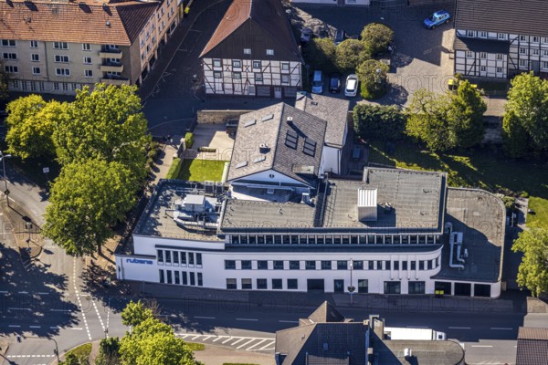 Aerial photo, Hellweger Anzeiger and Westfälische Rundschau, waterway, Unna, Ruhr area, North Rhine-Westphalia, Germany, DE, Europe, aerial photography, aerial photography, overview, bird's-eye view, newspaper publisher, birds-eyes view, overview