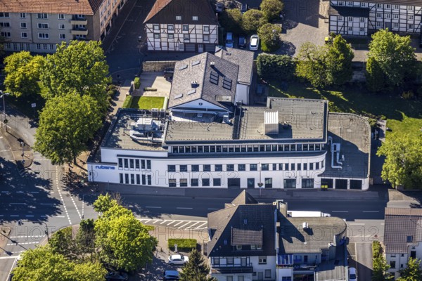 Aerial photo, Hellweger Anzeiger and Westfälische Rundschau, waterway, Unna, Ruhr area, North Rhine-Westphalia, Germany, DE, Europe, aerial photography, aerial photography, overview, bird's-eye view, newspaper publisher, birds-eyes view, overview