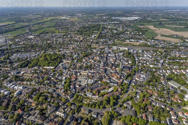 Aerial view, townscape, market place, old town, protestant town church, Unna, Ruhr area, North Rhine-Westphalia, Germany, place of worship, city, DE, Europe, distant view, religious community, place of worship, city centre, church, church congregation, denomination, aerial view, aerial photography, aerial photography, location view, religion, urban area, city centre, overview, bird's eye view, living and life, birds-eyes view, overview