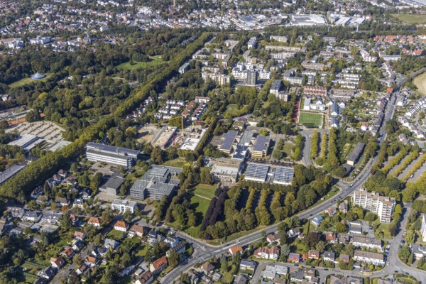 Aerial view, school centre north, new construction education campus Unna, construction site Berliner Allee, Unna, Ruhr area, North Rhine-Westphalia, Germany, construction work, construction area, building site, building plots, construction measure, construction project, construction site, vocational college, education, educational institution, DE, Erich Göpfert civic hall Unna, development, Europe, Geschwister-Scholl-Gymnasium Unna, property tax, Hansa Berufskolleg, Hellweg Sporthallen, real estate, capacity requirements, teaching institute, aerial view, aerial photography, aerial photography, new building, Palaiseaustraße, school, sports hall, overview, bird's-eye view, residential complex, living and living, residential area, residential buildings, residential quality, residential neighbourhood, housing estate, birds-eyes view, overview