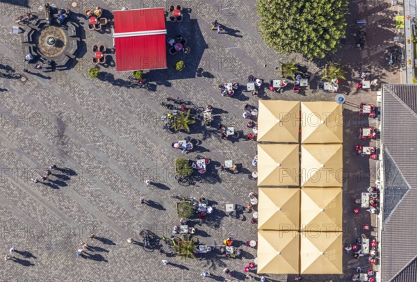 Aerial view, market square, Café Extrablatt Unna, Unna, Ruhr area, North Rhine-Westphalia, Germany