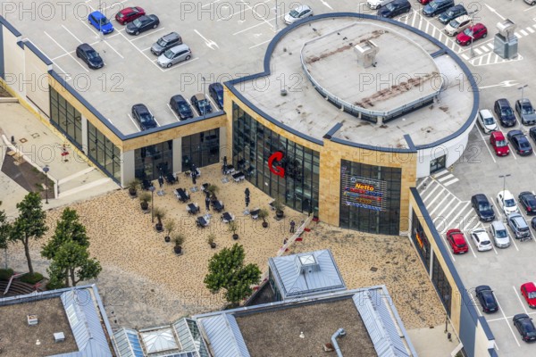 Aerial view, StadtGalerie Velbert, Velbert, Ruhr area, North Rhine-Westphalia, Germany, DE, entrance area, shopping, shopping markets, shopping square, shopping centre, Europe, aerial view, aerial photography, aerial photography, local supply centre, shopping centre, overview, bird's eye view, birds-eyes view, onlyVelbert, overview, Velbert-Mitte