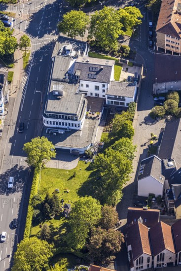 Aerial photo, Hellweger Anzeiger and Westfälische Rundschau, waterway, Unna, Ruhr area, North Rhine-Westphalia, Germany, DE, Europe, aerial photography, aerial photography, overview, bird's-eye view, newspaper publisher, birds-eyes view, overview