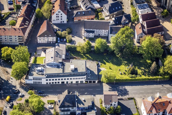 Aerial photo, Hellweger Anzeiger and Westfälische Rundschau, waterway, Unna, Ruhr area, North Rhine-Westphalia, Germany, DE, Europe, aerial photography, aerial photography, overview, bird's-eye view, newspaper publisher, birds-eyes view, overview