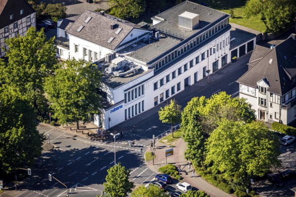Aerial photo, Hellweger Anzeiger and Westfälische Rundschau, waterway, Unna, Ruhr area, North Rhine-Westphalia, Germany, DE, Europe, aerial photography, aerial photography, overview, bird's-eye view, newspaper publisher, birds-eyes view, overview
