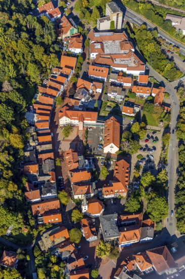Aerial view, local view, residential area at the edge of the forest Langestraße, Vlotho, OWL, Ostwestfalen-Lippe, East Westphalia, North Rhine-Westphalia, Germany, DE, Europe, property tax, real estate, aerial view, aerial photography, aerial photography, OWL book, OWL book, overview, bird's-eye view, residential area, housing and living, residential area, residential buildings, residential quality, residential neighbourhood, housing estate, birds-eyes view, overview