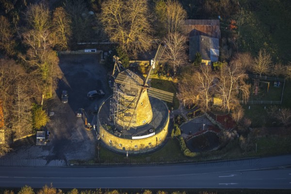 Aerial view, renovation of Die Mühle, gastronomy Ristorante Il Mulino Da Vito e Rosa, Neheimer Straße, Werl, North Rhine-Westphalia, Germany