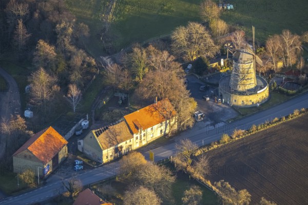 Aerial view, renovation of Die Mühle, gastronomy Ristorante Il Mulino Da Vito e Rosa, Neheimer Straße, Werl, North Rhine-Westphalia, Germany