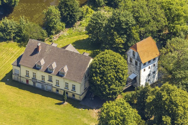 Aerial view, Bispinghof, uses the Westfälische Wilhelms-Universität, Nordwalde, Münsterland, North Rhine-Westphalia, Germany, Bischopinkshof, DE, Europe, aerial view, aerial photography, aerial photography, canteen, overview, University and State Library of Münster, bird's-eye view, Westfälische Wilhelms-Universität uses this building, birds-eyes view, overview