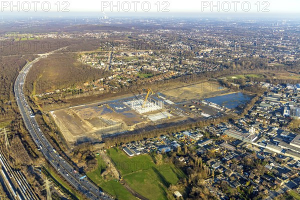 Aerial view, Logport V, Weierheide Waldteichstraße, retail chain Edeka Rhein-Ruhr, new central warehouse in the north of Oberhausen, Sterkrade, Oberhausen, Ruhr area, North Rhine-Westphalia, Germany, DE, Europe, birds-eyes view, aerial view, aerial photography, aerial photography, overview, bird's eye view