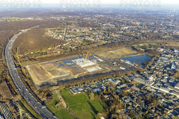 Aerial view, Logport V, Weierheide Waldteichstraße, retail chain Edeka Rhein-Ruhr, new central warehouse in the north of Oberhausen, Sterkrade, Oberhausen, Ruhr area, North Rhine-Westphalia, Germany, DE, Europe, birds-eyes view, aerial view, aerial photography, aerial photography, overview, bird's eye view