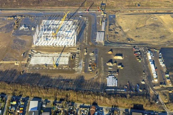 Aerial view, Logport V, Weierheide Waldteichstraße, retail chain Edeka Rhein-Ruhr, new central warehouse in the north of Oberhausen, Sterkrade, Oberhausen, Ruhr area, North Rhine-Westphalia, Germany, DE, Europe, birds-eyes view, aerial view, aerial photography, aerial photography, overview, bird's eye view