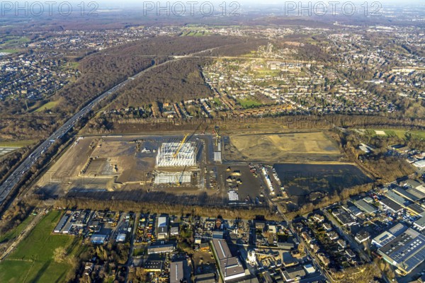 Aerial view, Logport V, Weierheide Waldteichstraße, retail chain Edeka Rhein-Ruhr, new central warehouse in the north of Oberhausen, Sterkrade, Oberhausen, Ruhr area, North Rhine-Westphalia, Germany, DE, Europe, birds-eyes view, aerial view, aerial photography, aerial photography, overview, bird's eye view