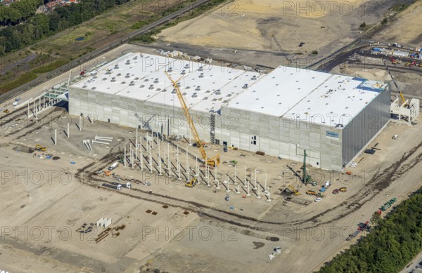 Aerial view, Oberhausen, Logport V, Duisport, Waldteichstraße industrial estate, EDEKA-Logistik-ZENTRUM, Sterkrade, Ruhr area, North Rhine-Westphalia, Germany, DE, Europe, birds-eyes view, aerial photography, aerial photography, overview, bird's eye view