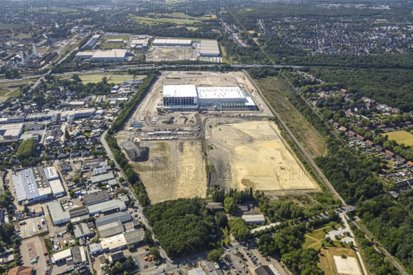 Aerial view, Oberhausen, Logport V, Duisport, Waldteichstraße industrial estate, EDEKA-Logistik-ZENTRUM, Sterkrade, Ruhr area, North Rhine-Westphalia, Germany, DE, Europe, birds-eyes view, aerial photography, aerial photography, overview, bird's eye view