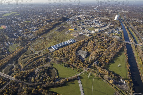 Aerial view, Neue Mitte, CentrO site, gasometer renovation measures, Poco Einrichtungsmarkt, Landgard Cash & Carry, Borbeck, Oberhausen, Ruhr area, North Rhine-Westphalia, Germany, flower wholesaler, Brammenring, DE, shopping centre, shopping mall, shopping mile, shopping markets, shopping square, shopping centre, Europe, gastronomy, commercial enterprises, commercial area, commercial area, commercial park, commercial location, commercial use, Hornbach Baumarkt, hotel, hotel complex Super 8, hotel facilities, hotel business, industrial area, industrial building, industrial location, aerial view, aerial photography, aerial photography, furniture shop, local supply centre, shopping, shopping centre, overview, wrapping, bird's-eye view, overview, wrapped gasometer, white tarpaulins