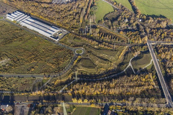 Aerial view, Landgard Cash & Carry, Borbeck, Oberhausen, Ruhr area, North Rhine-Westphalia, Germany, flower wholesaler, DE, Europe, commercial enterprises, commercial area, commercial park, commercial location, commercial use, industrial area, industrial building, industrial location, roundabout, aerial view, aerial photography, aerial photography, overview, bird's eye view, birds-eyes view, overview