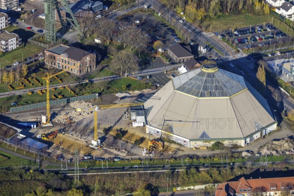 Aerial view, construction site renovation garden cathedral, Osterfeld, Oberhausen, Ruhr area, North Rhine-Westphalia, Germany