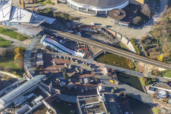 Aerial view, Platz der Guten Hoffnung, CentrO area, Borbeck, Oberhausen, Ruhr area, North Rhine-Westphalia, Germany, DE, Europe, aerial view, aerial photography, aerial photography, overview, sales huts, bird's eye view, birds-eyes view, overview