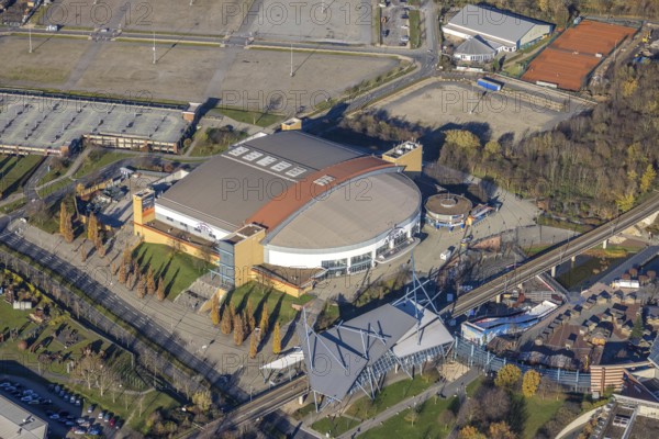 Aerial photo, König-Pilsener-ARENA, Borbeck, Oberhausen, Ruhr area, North Rhine-Westphalia, Germany, DE, Europe, culture, art, aerial photography, aerial photography, aerial photography, overview, events, venue, event location, event centre, bird's-eye view, birds-eyes view, cultural use, overview