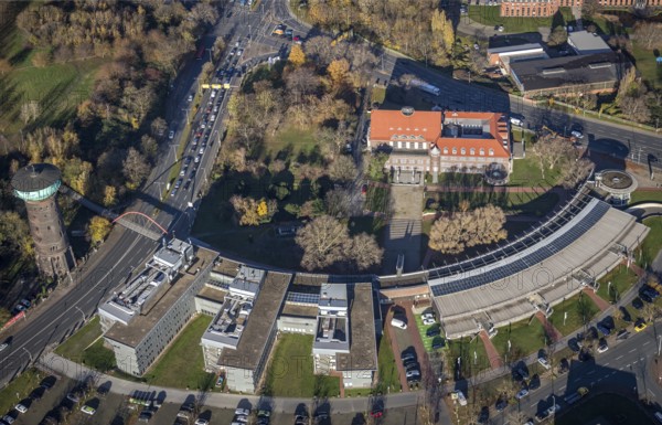 Aerial view, TZU Technology Centre for Environmental Protection Management, RWW Water Tower, Marienviertel Ost, Oberhausen, Ruhr area, North Rhine-Westphalia, Germany, DE, Essener Straße, Europe, aerial view, aerial photography, aerial photography, technology centre, tower, overview, bird's-eye view, historical sight, overview