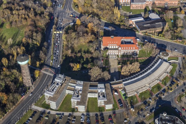 Aerial view, TZU Technology Centre for Environmental Protection Management, RWW Water Tower, Marienviertel Ost, Oberhausen, Ruhr area, North Rhine-Westphalia, Germany, DE, Essener Straße, Europe, aerial view, aerial photography, aerial photography, technology centre, tower, overview, bird's-eye view, historical sight, overview