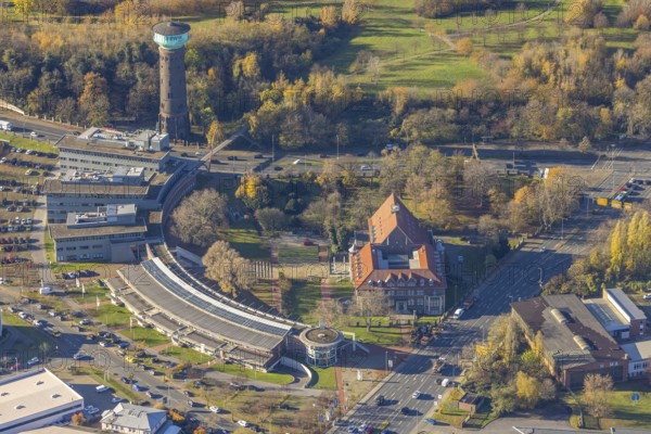 Aerial view, TZU Technology Centre for Environmental Protection Management, RWW Water Tower, Marienviertel Ost, Oberhausen, Ruhr area, North Rhine-Westphalia, Germany, DE, Essener Straße, Europe, aerial view, aerial photography, aerial photography, technology centre, tower, overview, bird's-eye view, historical sight, overview