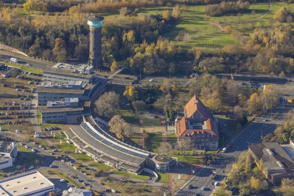 Aerial view, TZU Technology Centre for Environmental Protection Management, RWW Water Tower, Marienviertel Ost, Oberhausen, Ruhr area, North Rhine-Westphalia, Germany, DE, Essener Straße, Europe, aerial view, aerial photography, aerial photography, technology centre, tower, overview, bird's-eye view, historical sight, overview