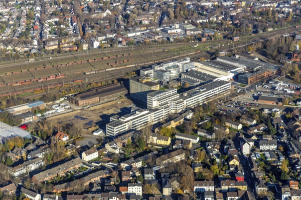 Aerial view, Quartier231 BusinessPark, Lirich, Oberhausen, Ruhr area, North Rhine-Westphalia, Germany, DE, Duisburger Straße, Europe, business centre, commercial enterprises, commercial area, business park, commercial location, commercial use, aerial photograph, aerial photography, aerial photography, overview, bird's-eye view, birds-eyes view, former Babcock site, overview