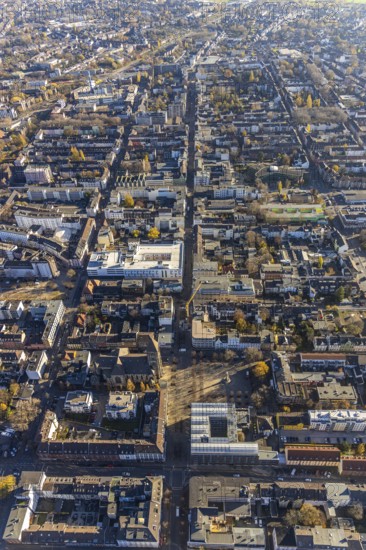 Aerial view, Catholic Church at Altmarkt, Altmarkt, city centre, Oberhausen, Ruhr area, North Rhine-Westphalia, Germany, old town, place of worship, city, DE, Europe, religious community, place of worship, property tax, holy place, real estate, church, parish, denomination, aerial view, aerial photography, aerial photography, market place, market street, local view, religion, religious site, townscape, city centre, overview, bird's-eye view, residential area, housing and living, residential area, residential buildings, residential quality, residential quarter, housing estate, birds-eyes view, overview