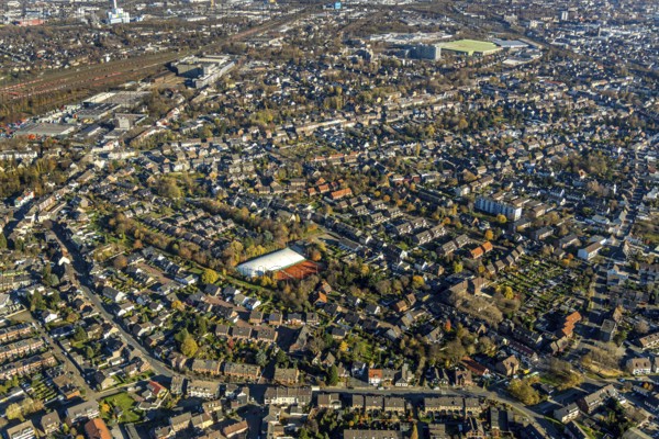 Aerial photo, Alstaden, tennis club, air dome, Oberhausen, Ruhr area, North Rhine-Westphalia, Germany, Europe, birds-eyes view, aerial photography, aerial photography, overview, overview, bird's eye view