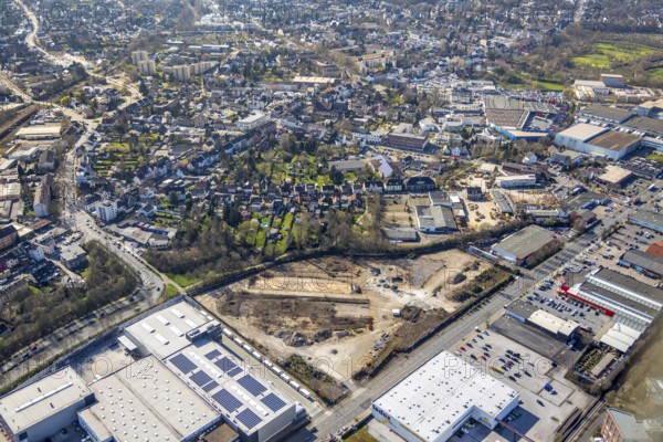 Aerial view, former recycling plant Weseler Straße, industrial estate, Paul Jost GmbH, Linksruhr, Mülheim an der Ruhr, Ruhr area, North Rhine-Westphalia, Germany, Mülheim, an, der, Ruhr, DE, Europe, birds-eyes, view, aerial photography, aerial photography, overview, overview, bird's eye view, industry, business, economy, commercial enterprise, production, trade