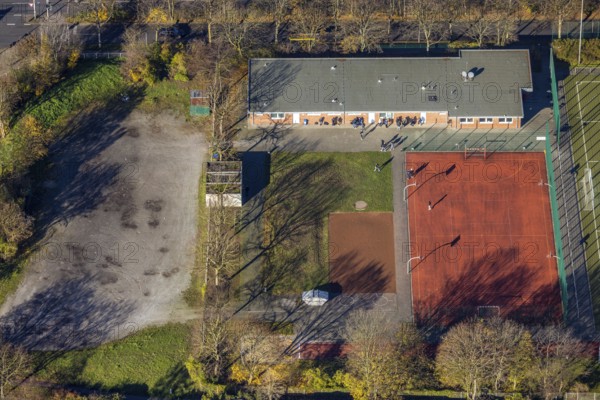 Aerial photo, sports field PSV Oberhausen, Tackenberg, Oberhausen, Ruhr area, North Rhine-Westphalia, Germany, DE, Europe, football field, football stadium, football club, aerial photography, aerial photography, sports, sports facilities, sports field, sports venue, stadium, overview, bird's-eye view, overview