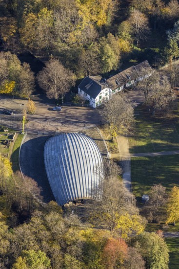 Aerial view, LVR-Industriemuseum St. Antony-Hütte, Klosterhardt, Oberhausen, Ruhr area, North Rhine-Westphalia, Germany, Antoniestraße, DE, Europe, birthplace of the Ruhr industry, autumn colours, industrial archaeological park, aerial photograph, aerial photography, aerial photography, museum, overview, bird's-eye view, forest area, birds-eyes view, overview