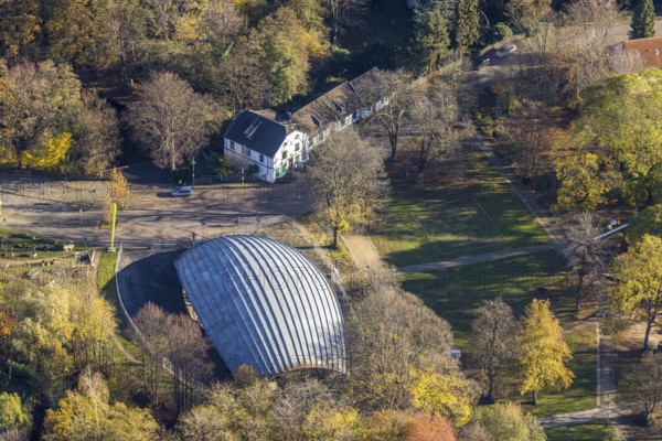 Aerial view, LVR-Industriemuseum St. Antony-Hütte, Klosterhardt, Oberhausen, Ruhr area, North Rhine-Westphalia, Germany, Antoniestraße, DE, Europe, birthplace of the Ruhr industry, autumn colours, industrial archaeological park, aerial photograph, aerial photography, aerial photography, museum, overview, bird's-eye view, forest area, birds-eyes view, overview