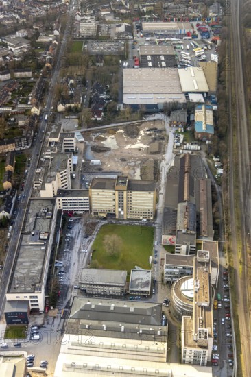 Aerial view, Quartier231 business park, construction site, Oberhausen, Ruhr area, North Rhine-Westphalia, Germany, construction work, construction area, construction site, building plots, construction project, business, office building, DE, development, Europe, commercial enterprises, commercial area, commercial park, commercial use, industrial site, capacity requirement, aerial view, aerial photography, aerial photography, revitalisation, overview, bird's-eye view, birds-eyes view, overview