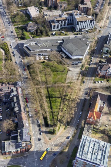 Aerial view, CongressCentrum Oberhausen, Luise-Albertz-Halle, Oberhausen, Ruhr area, North Rhine-Westphalia, Germany, DE, Düppelstraße, Europe, aerial view, aerial photography, aerial photography, Tagungs- und Veranstaltungszentrum Oberhausen GmbH, conference centre, overview, events, venue, event location, bird's eye view, birds-eyes view, overview